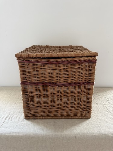 Vintage square wicker storage - wicker,
