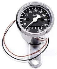 Mini Speedometer 48mm Black 2:1 for Harley Suzuki Honda Yamaha Kawasaki Universal HD