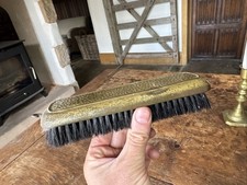 Brass Brush Shoe Table Brush With Detail On Top And Hook Vintage Antique