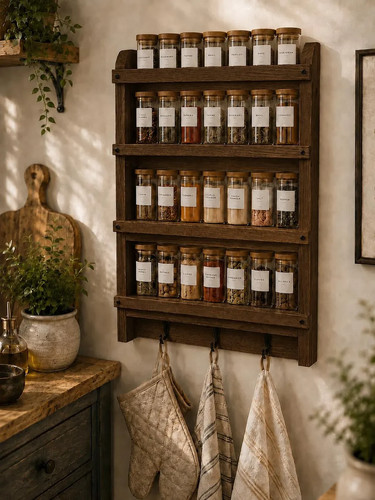 Solid pine spice rack wall - solid,