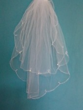 white wedding veil 2 tier