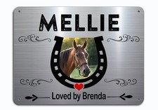 Personalised Horse Name Photo Metal Aluminium Plaque Sign For Stable Barn Stall