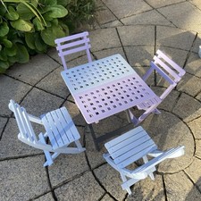 Set of 4 toddler/kids  outdoor wooden folding table and chairs -seller Upcycled 