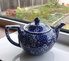 Genuine Burleigh Calico Blue Teapot Tea Pot 1.5 pint size Made in England