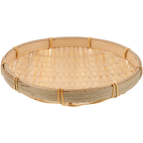 Round bamboo basket woven - bamboo,