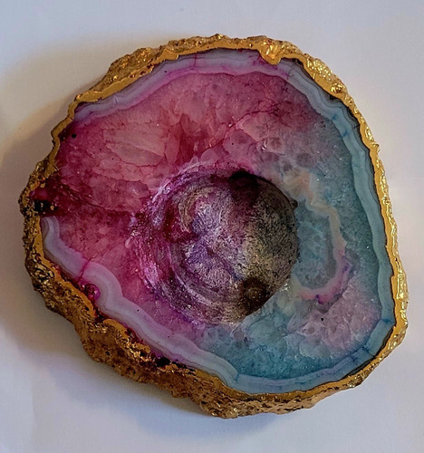 Polished dyed agate slice - dyed,