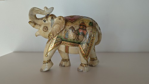 Marble elephant sculpture - 14",