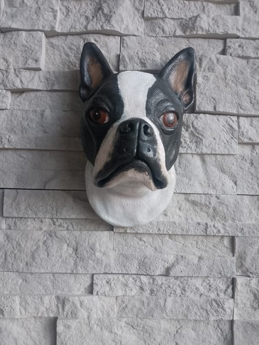 Stone boston terrier realistic - terrier,
