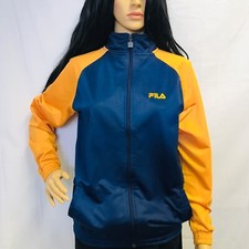 Vintage 90's FILA Track Suit Top in Orange and Navy size 10-12
