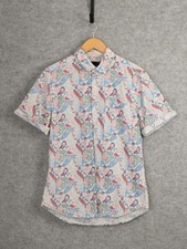 Mens Topman Paisley Short Sleeve Shirt White Multi Size M