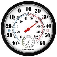 10inch 2-in-1 Outdoor Indoor Large Numbers Hanging Wall Thermometer Hygrometer