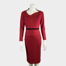 Roland Mouret red wool belted