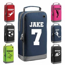 Personalised Custom Name Printed Football Boot Bags Kids School PE Gym Shoe Bags