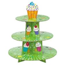 Cake Stand 3 Tier Green White Cupcake Afternoon Tea Wedding Birthday Christening