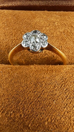 Antique 18ct diamond daisy - diamond,
