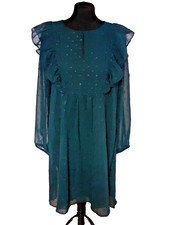 Wallis emerald green glitter spot shirt dress petite size 18 NWT