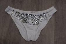 SILVER BLING JEWEL MESH EMBELLISHED BIKINI B0TTOMS SIZE UK 8 EU 36            C4