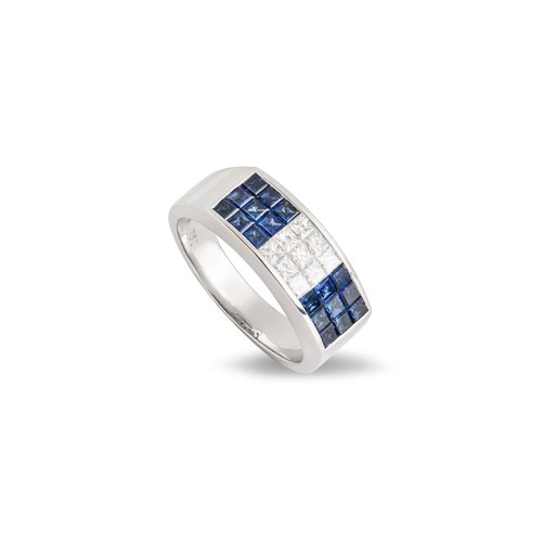 White gold sapphire - white, diamond