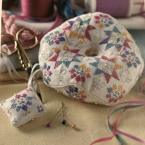 Summer biscornu pincushion and