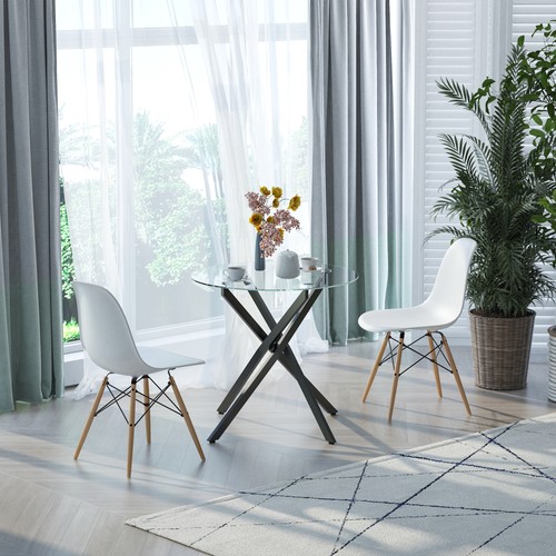 Round side table - side, tempered