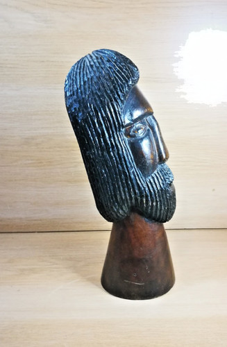Hand carved wooden tribal head - hand,