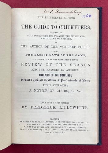Lillywhite cricketers - lillywhite’s, cricketers’