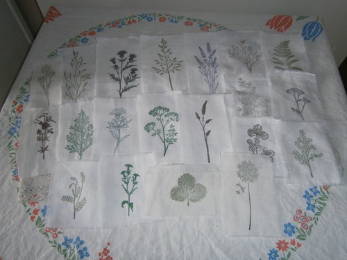 Hand stamped cotton fabric - hand,