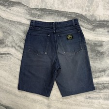 VTG Stone Island 90's Green Edge Badge Navy Blue Sz 44 / 29" Denim Shorts Jorts