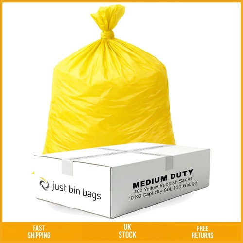Durable yellow bin bags - yellow,