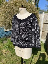 MINUET PETITE SIZE 18 KNITTED CARDIGAN BUTTON UP 3/4 SLEEVE WOOL BLEND BLACK