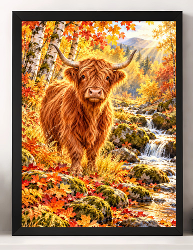 Highland cow autumn - highland, print