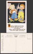 MABEL LUCIE ATTWELL Old Postcard Easel & Artist Know What I've Done for Art 5329