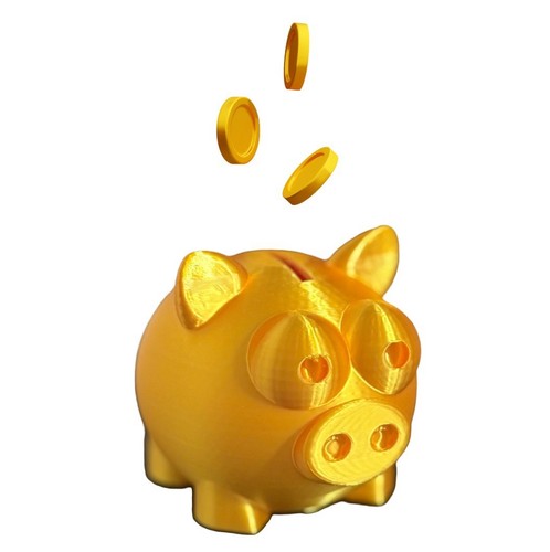 Golden piggy bank iconic - golden,