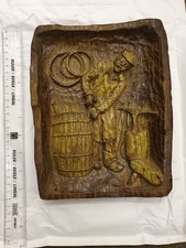 Vintage Carved Wooden Plaque 9"x7"