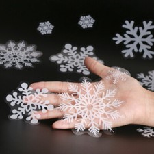 100pcs Reusable Christmas Window Snowflakes Stickers Clings Decal Decorations UK