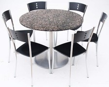 Retro vintage granite table and 6 chrome black dining bistro kitchen chairs