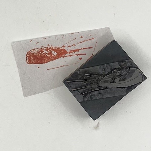 Vtg letterpress print block - vtg,