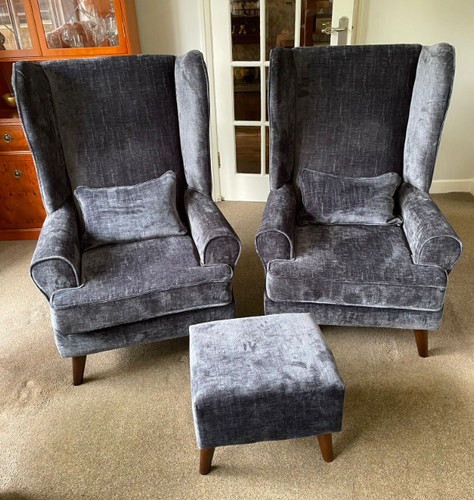 Grey arm chairs - , and