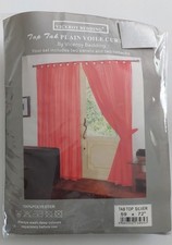 SILVER tab top curtain panels pair voile net with tie backs 72" plain BNWT 