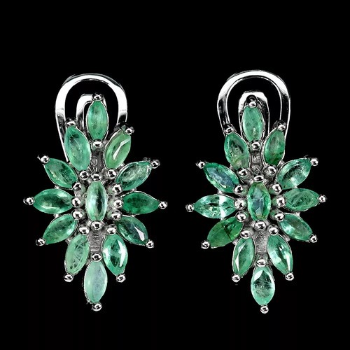 Silver earrings emerald - earrings,
