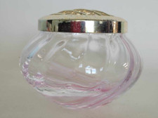 Vintage Caithness Flamenco Pink Glass Posy Bowl with gilt frog