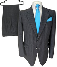 Vintage C&A mens 2 piece Charcoal Pinstripe suit Ch42"S W34" L31"