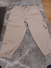 Beige Ladies Cargo Trousers In