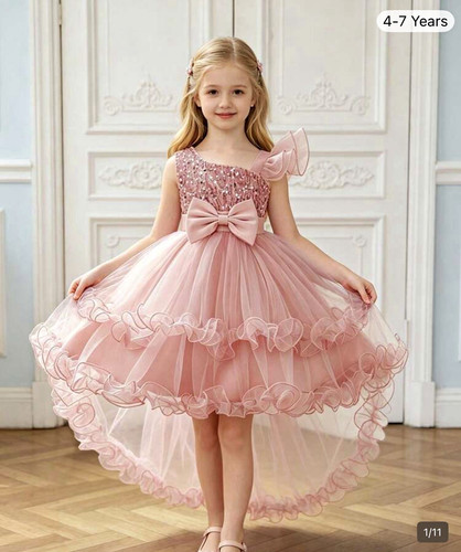 Girls pink one shoulder sequin - pink,