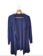 LADIES MARKS AND SPENCER BLUE OPEN KNIT LONG SLEEVED CARDIGAN SMALL