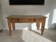 Antique pine 2 drawer side console table 