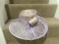 Wedding Hat / Fascinator Beige Purple By Jacqueline Meszaros