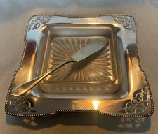 Antique Silver Plated Butter Dish with Glass Dish c.1900-1930