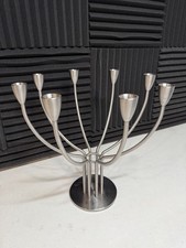 IKEA Stockholm 8 Arm Stainless Steel Candelabra Taper Candle Holder Swedish MCM