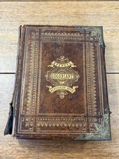 VINTAGE WELSH FAMILY BIBLE PETER WILLIAMS CIRCA 1870'S LEATHER AND BRASS BOUND